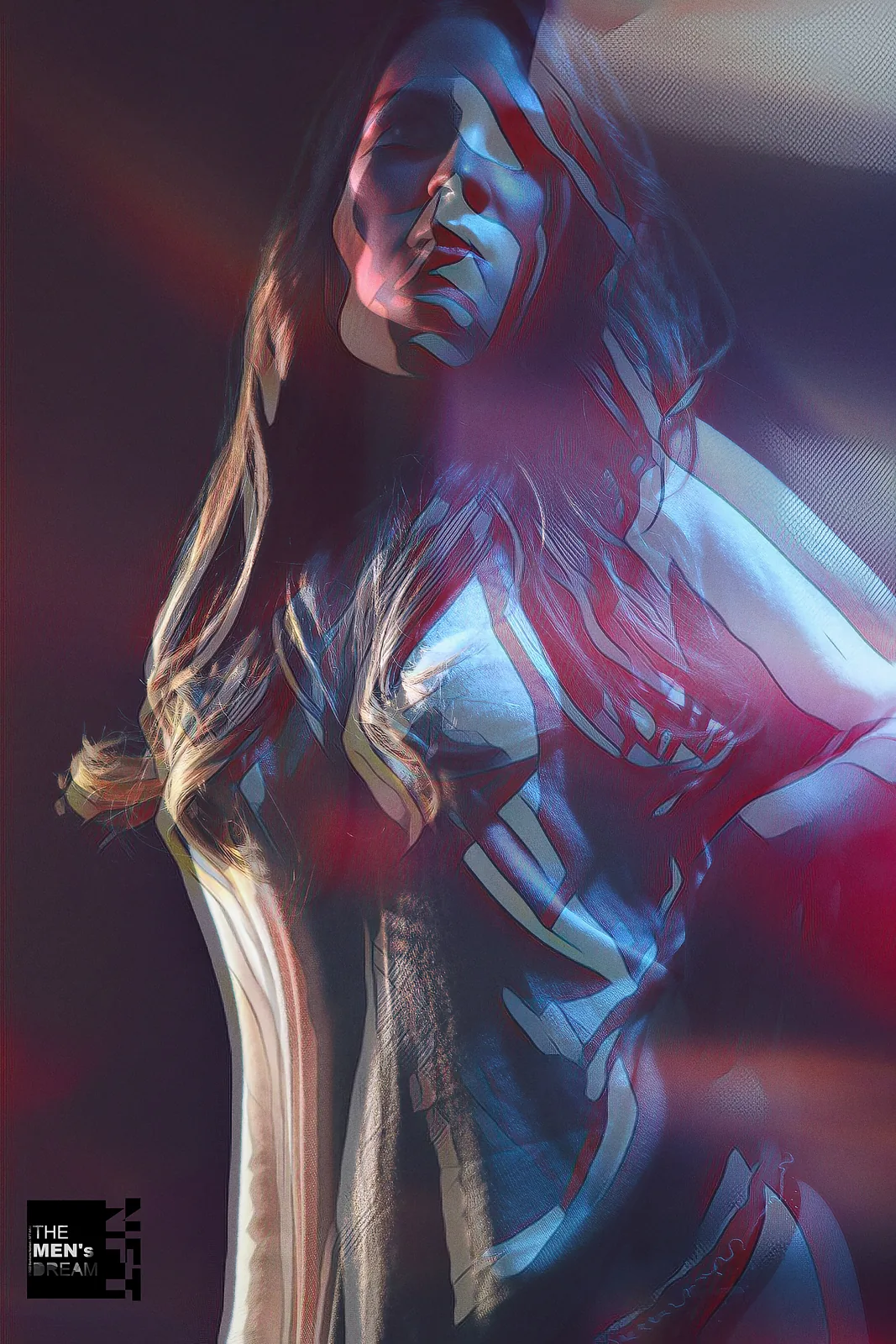 Blue and red streaks — Photo: Norbert Banhalmi A standing figure smeared by motion, blue and red light dragging across the frame.